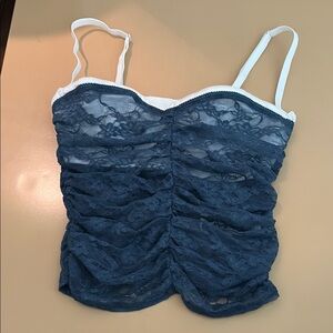 Elegant Lace Blue Top